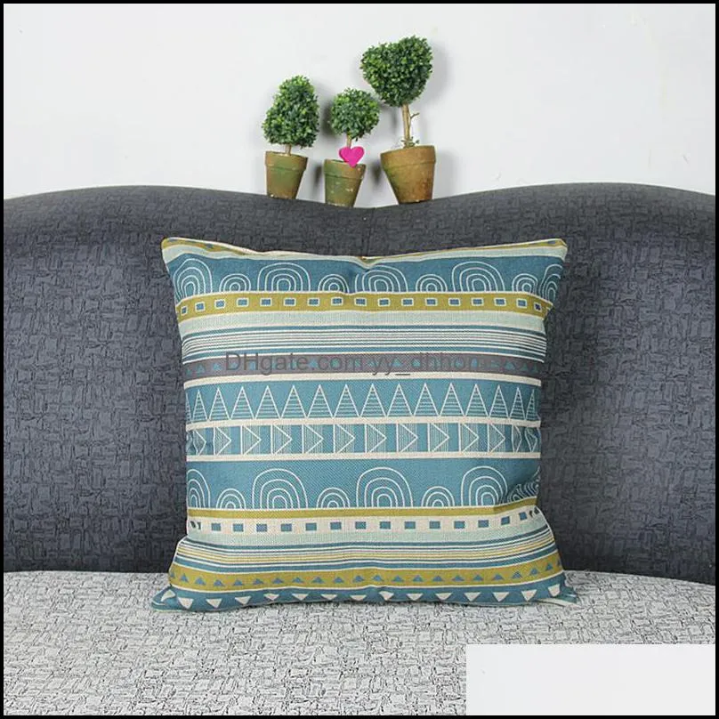 45*45cm home sofa throw pillowcase linen pillow cover geometric stripe printed chair sofa cushion cover pillow case home decor dh0876