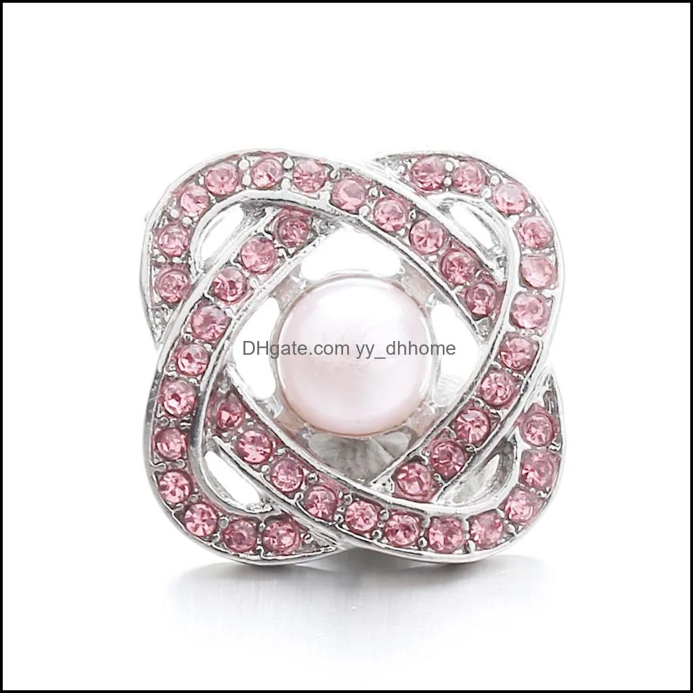 snap button jewelry components colorful rhinestone 18mm metal snaps buttons fit bracelet bangle noosa ze0032