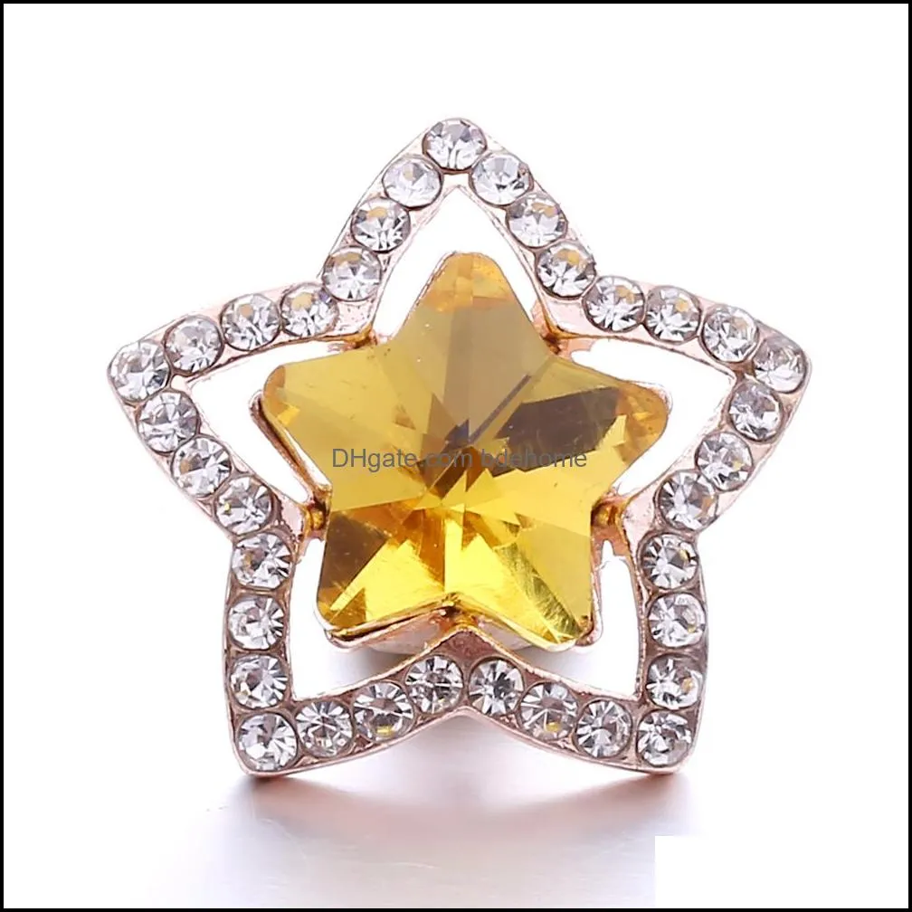 wholesale gold rhinestone flower ginger snap button clasps jewelry findings zircon chunks charms 18mm metal snaps buttons factory