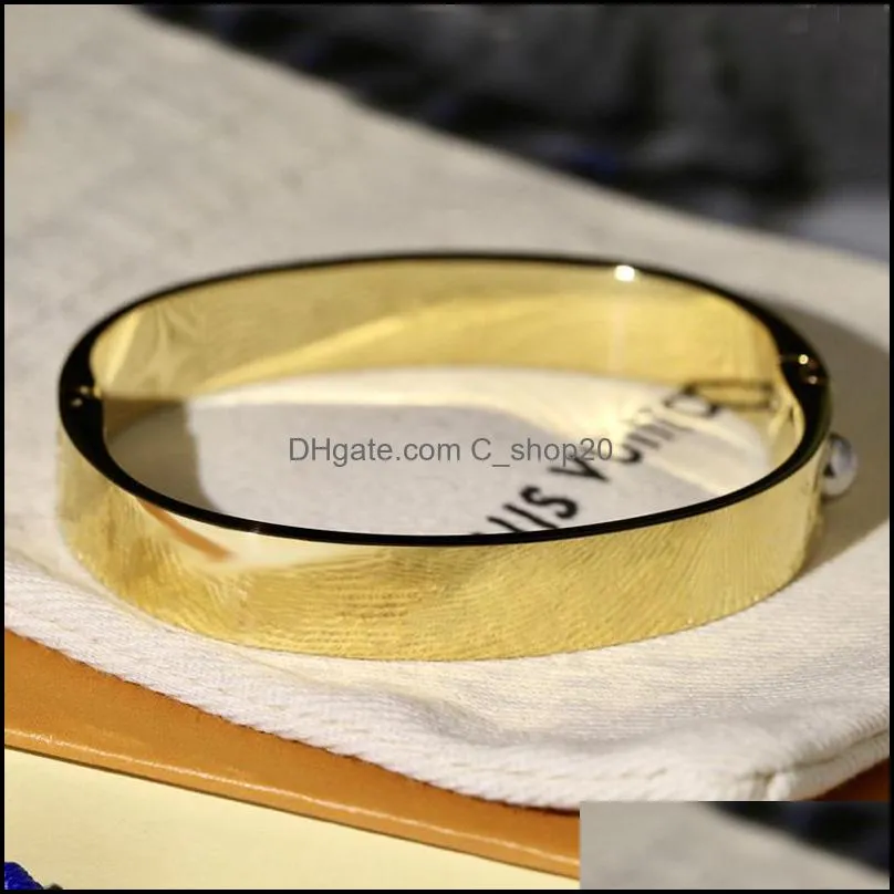 3 colors v letter stainless steel bangle fashion woman cuff bracelet advanced electroplating 18k gold jewelry gift
