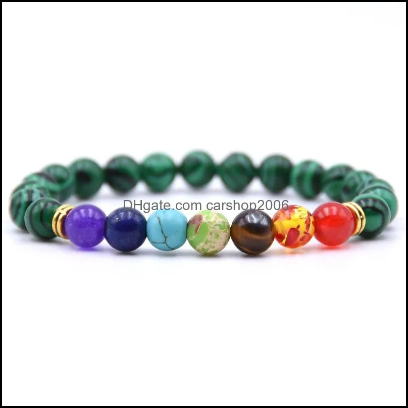 7 chakra planet gemstone bead bracelet men`s ms. fused rock oil diffusion bangle bracelet yoga beads elastic adjustable (color)