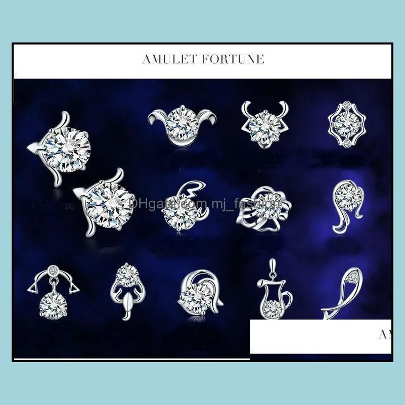 earrings beautifully genuine sterling silver earrings high-grade zircon jewelry wholesale ear sign stud earring