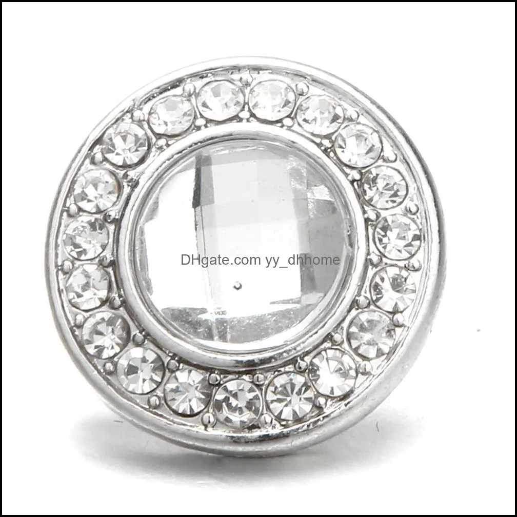 snap button jewelry component rhinestone round 18mm metal snaps buttons fit bracelet bangle noosa n025