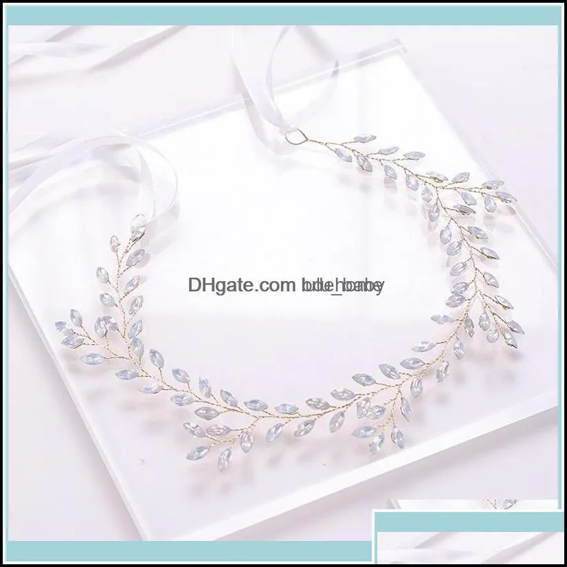 headbands jewelry wedding crystal pearl headband tiara flower headpiece vine women jewelry bridal hair aessories drop delivery 2021