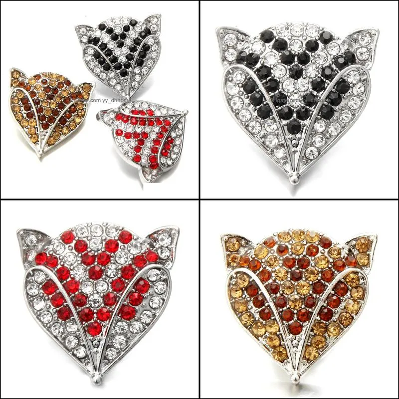 snap button jewelry component rhinestone animal head 18mm metal snaps buttons fit bracelet bangle noosa n0054