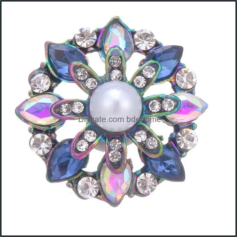 new noosa waterdrop dazzling rhinestone snap buttons fit diy 18mm snap button bracelet necklace jewelry gift