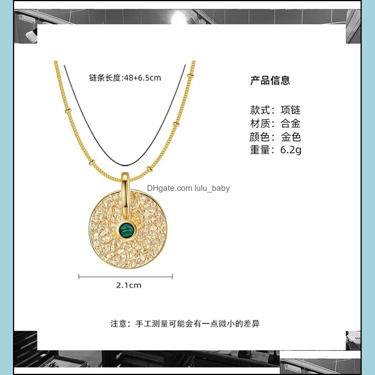 gold metal coin malachite pendant necklace for women men healing chakra gemstone yoga charms choker jewelry