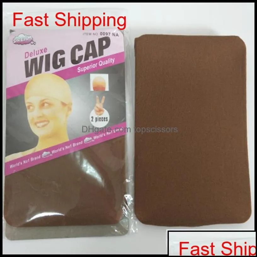 deluxe wig cap 24 units(12bags) hairnet for making wigs black brown stocking wig liner cap snood nylon me qylnyf babyskirt