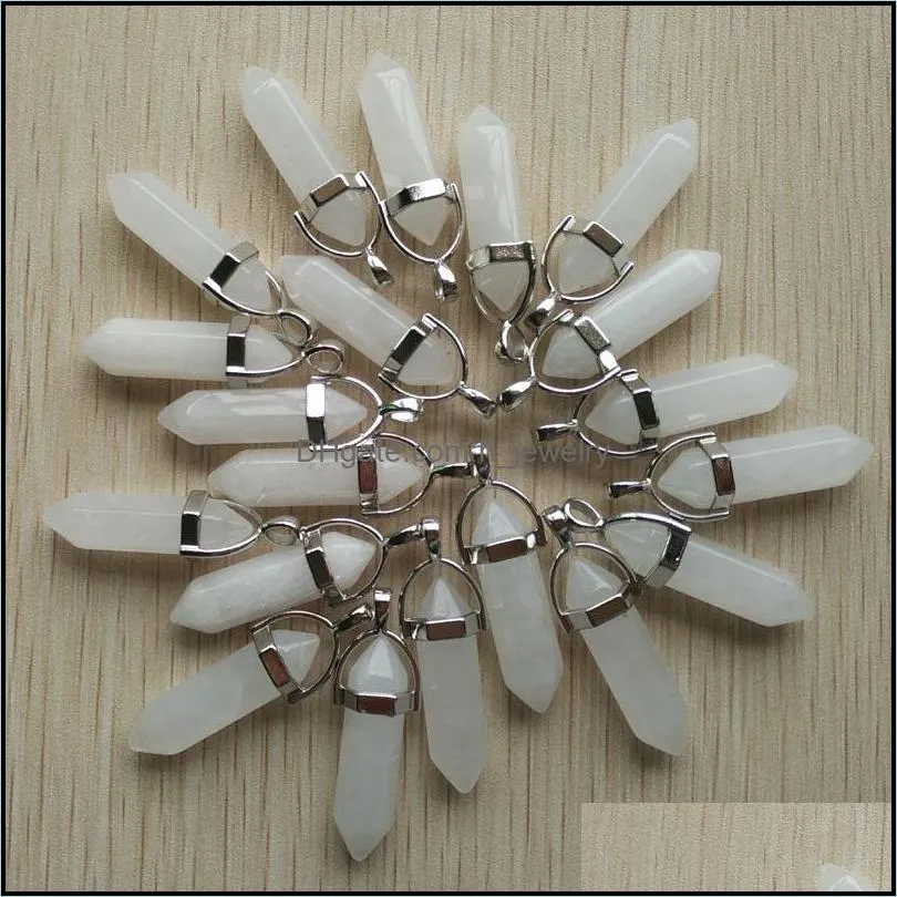 gold assorted rose quartz hexagon pendulum charms pendant healing crystal stone hangings fashion jewelry making wholesale