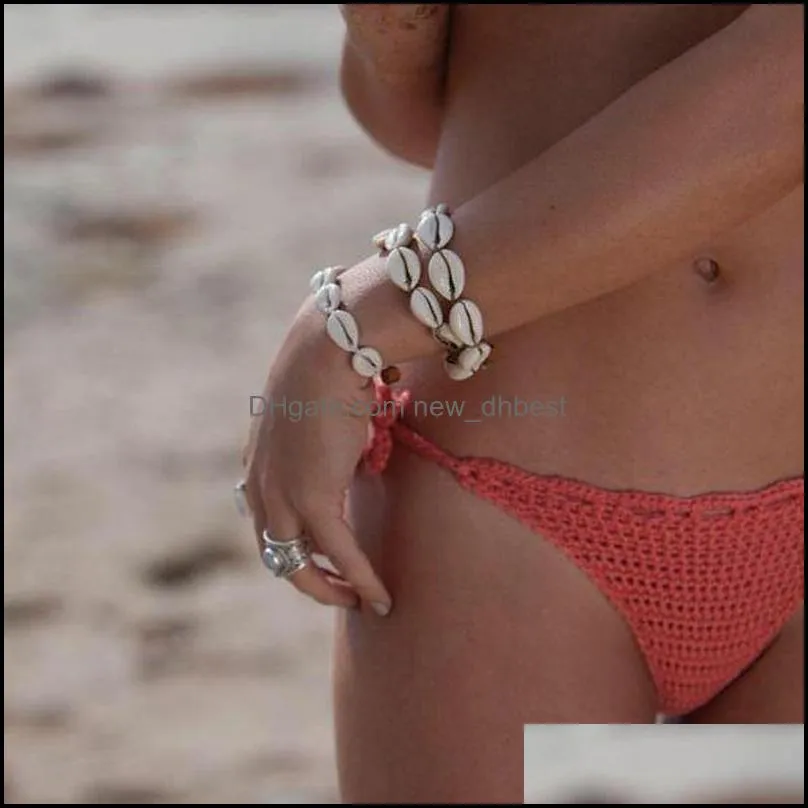 natural shell woven bracelet anklet men and women beach travel daily wear birthday valentine`s day bracelet