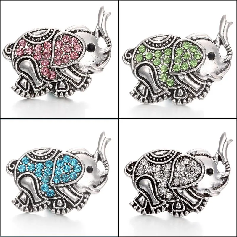 snap button jewelry component rhinestone elephant 18mm metal snaps buttons fit bracelet bangle noosa a036