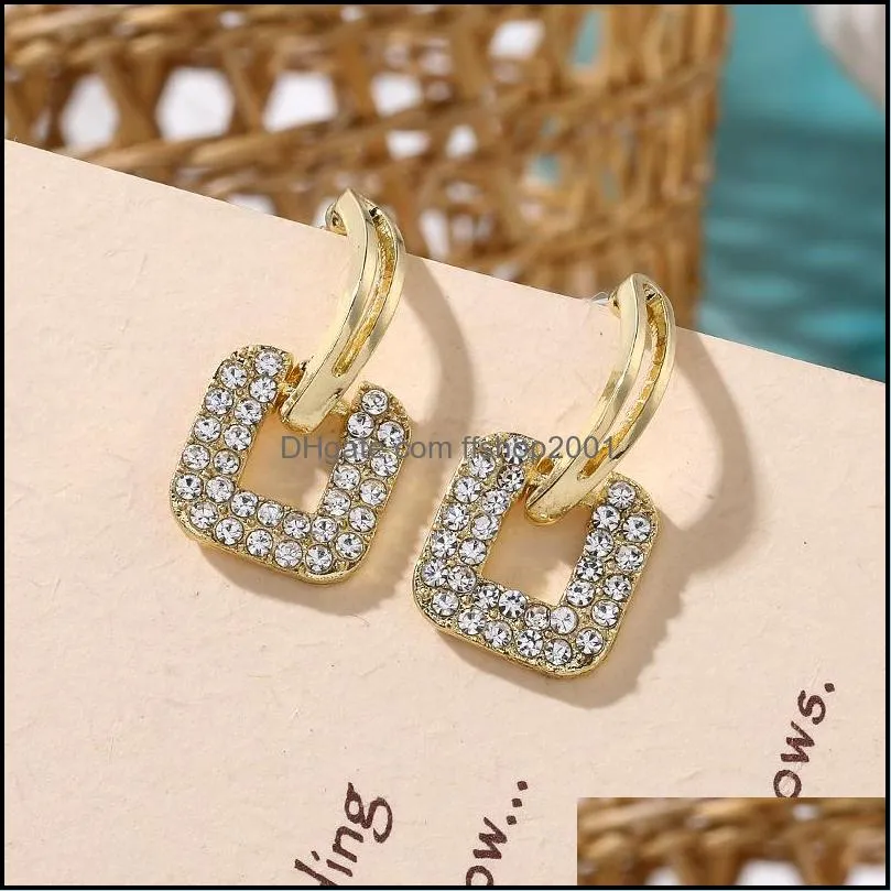 zircon square shape drop charms earrings brilliant bridal engagement wedding jewelry elegant female dangle earring fine gift