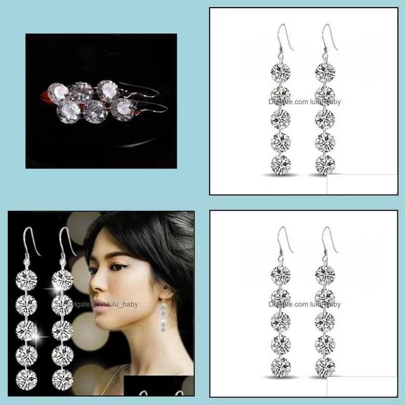 long crystal drop earrings fashion hanging women silver earring jewelry girls gifts steds earrings