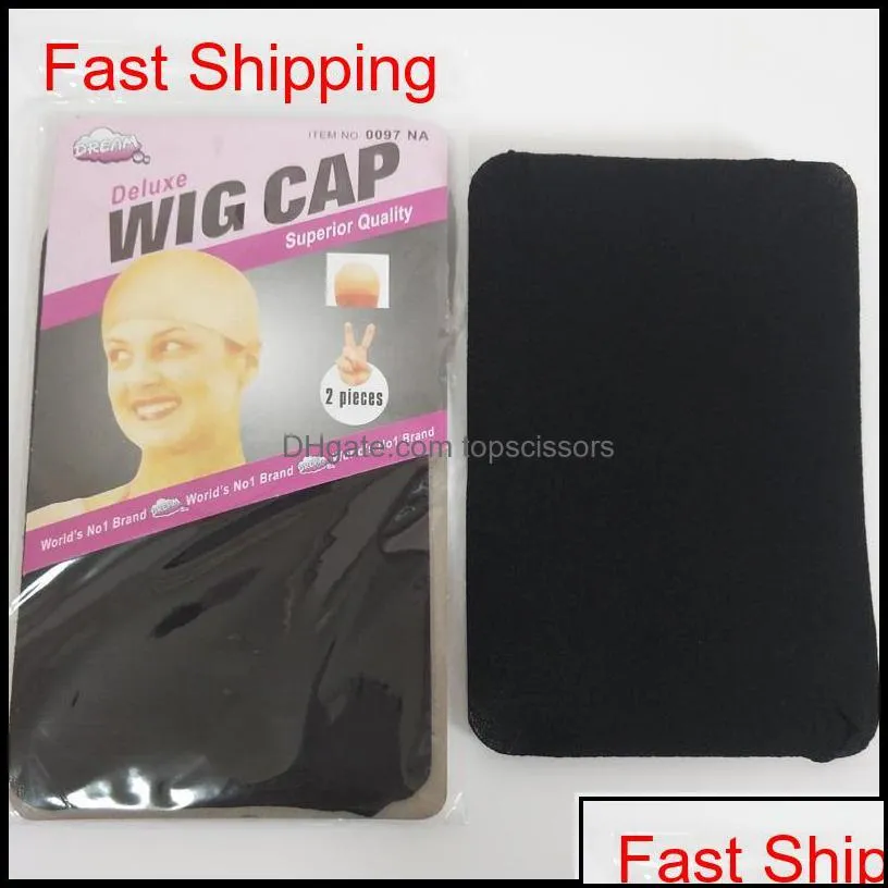 deluxe wig cap 24 units(12bags) hairnet for making wigs black brown stocking wig liner cap snood nylon me qylnyf babyskirt