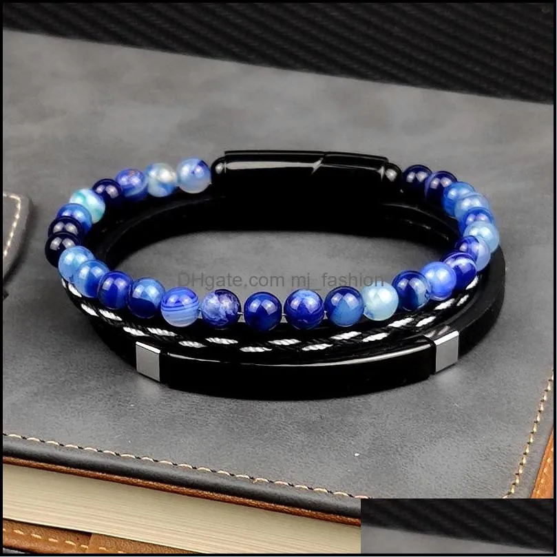 bead bracelets for men fashion hollow leather bracelet & bangles multilayer wide wrap jewelry