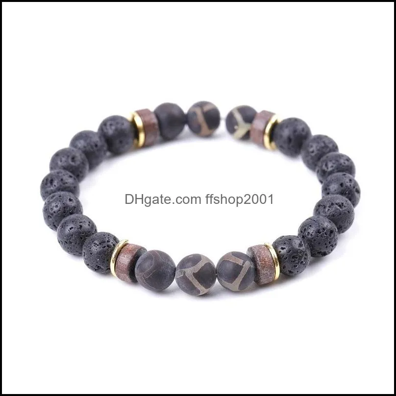 energy buddha vintage dzi stone bracelet handmade 8mm lava beads bracelets summer men women jewelry gift