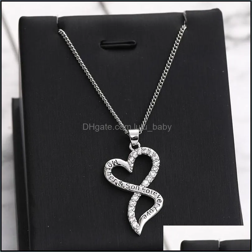 love geometry necklace 925 sterling silver jewelry mother`s day son love heart pendant necklace stainless steel