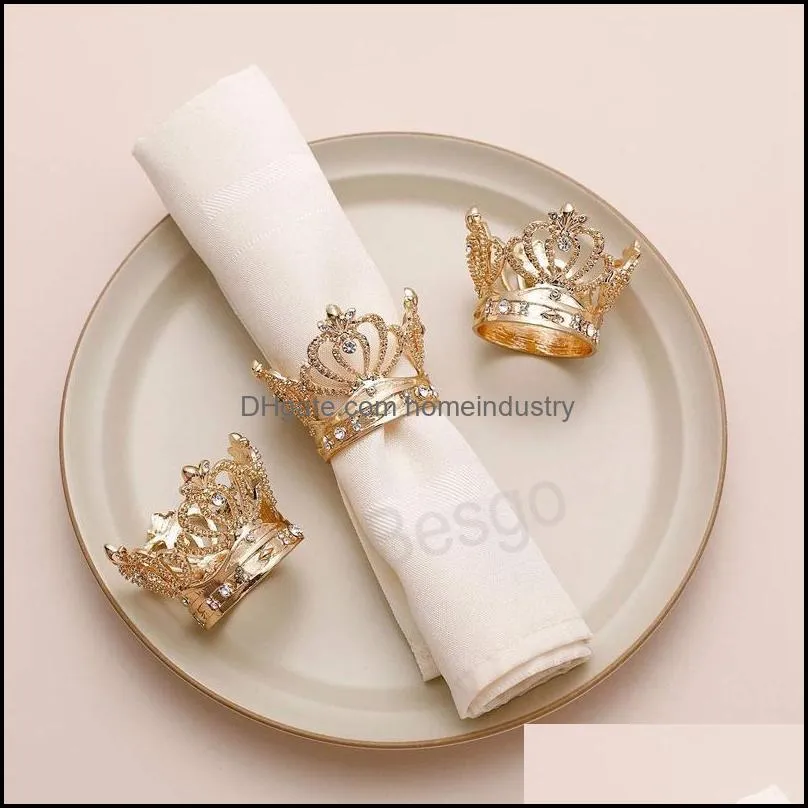 crown napkin ring gold silver napkins buckle hotel wedding towel rings banquet xc0824