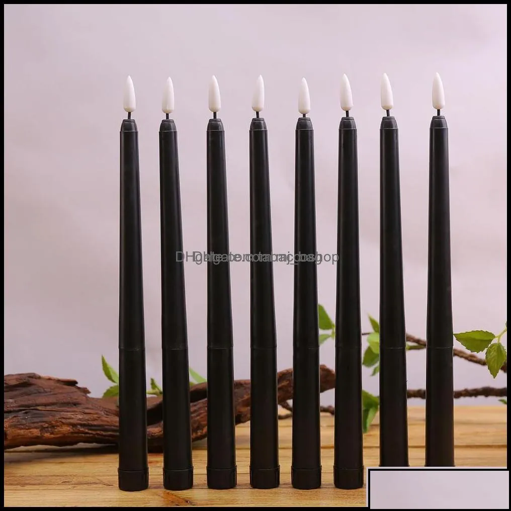 candles home d￩cor garden pack of 6 remote halloween taper black color flameless fake pillar battery with contain drop delivery 2021