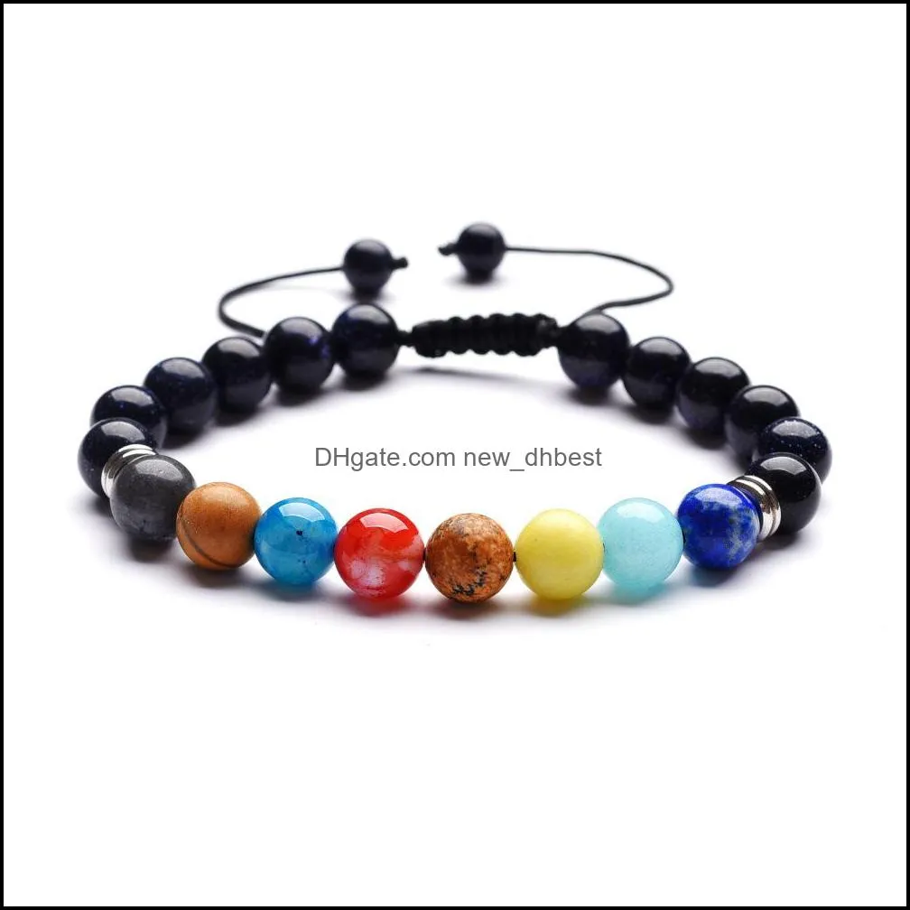 2018 10pc/set 7 chakra healing bracelet, adjustable lava diffuser stone bracelet,fashion bracelet handmade jewelry