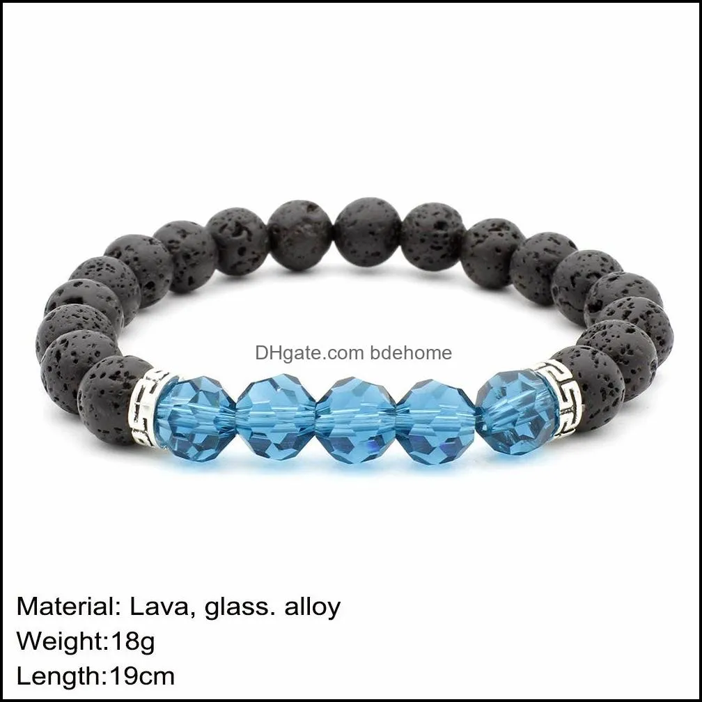 black lava stone beads bracelet essential oil diffuser bracelets volcanic rock beaded hand strings spherical crystal charms