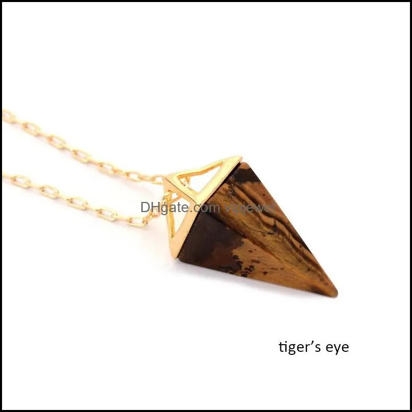 healing crystal opal pyramid amethyst necklace gold plated howlite rose quartz amulet natural stone pendant necklaces collier