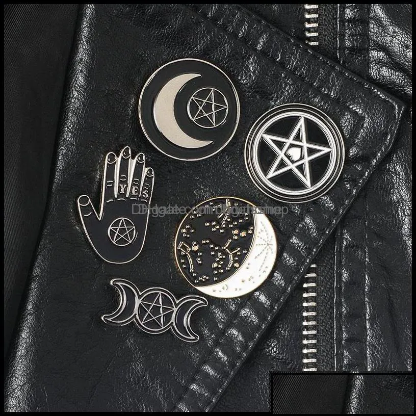 pins brooches jewelry witch pins collection pentagram triple moon constellation wizard witchy goth lapel pin for witches drop delivery