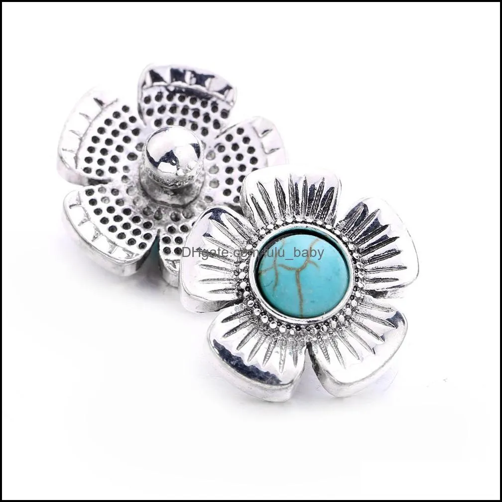 high quality snap button jewelry components heart flower acrylic turquoise 18mm 20mm metal snaps buttons fit bracelet bangle noosa