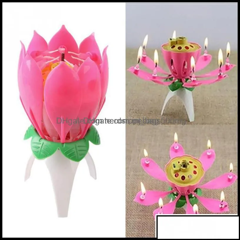 d￩cor home & garden flower single-layer lotus birthday candle party music sparkle cake candles drop delivery 2021 cxzm5