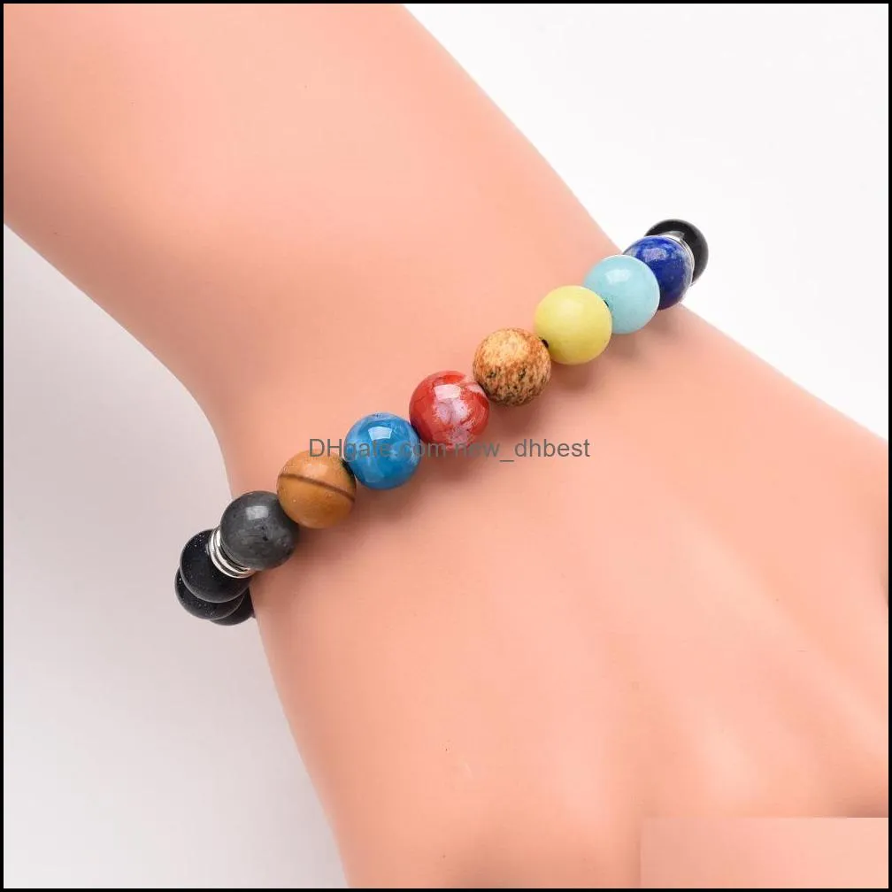 2018 10pc/set 7 chakra healing bracelet, adjustable lava diffuser stone bracelet,fashion bracelet handmade jewelry