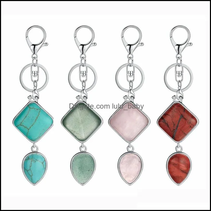 double pendant natural stone drops charm jewelry diy necklace keychain men and women 12pcs