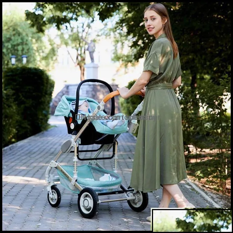 strollers baby kids maternity luxury baby stroller high landview 3 in 1 portable pushchair pram comfort for born drop delivery 2021