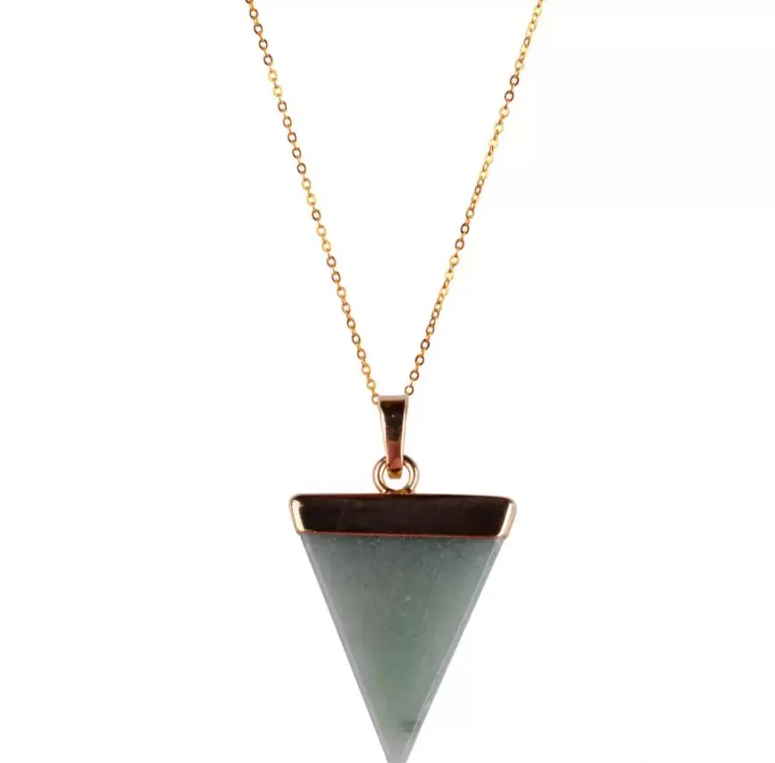 geometric colorful nature stone necklace triangle crystal necklaces pendant for valentine`s day women and men wholesale