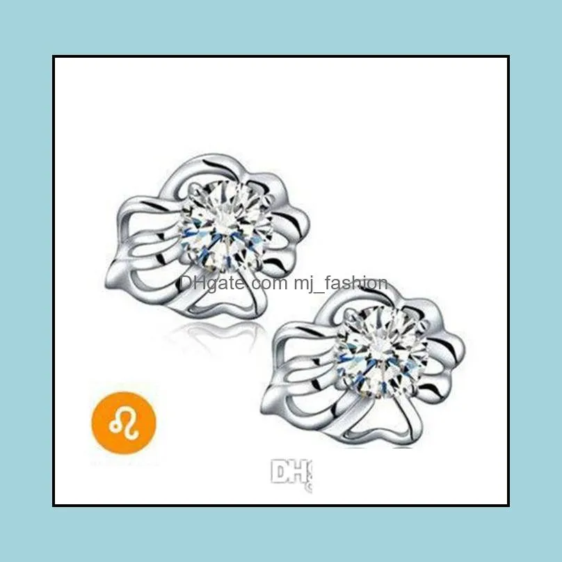 earrings beautifully genuine sterling silver earrings high-grade zircon jewelry wholesale ear sign stud earring