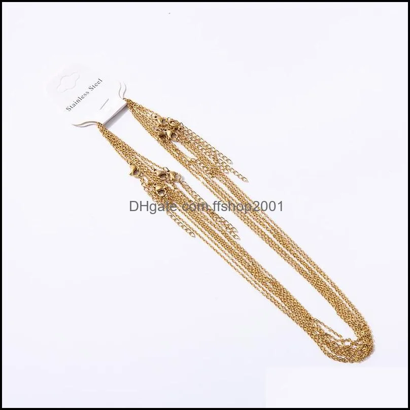 45cm stainless steel 18k gold plated chain necklace wholesal o chains fit diy pendant jewelry making bulk