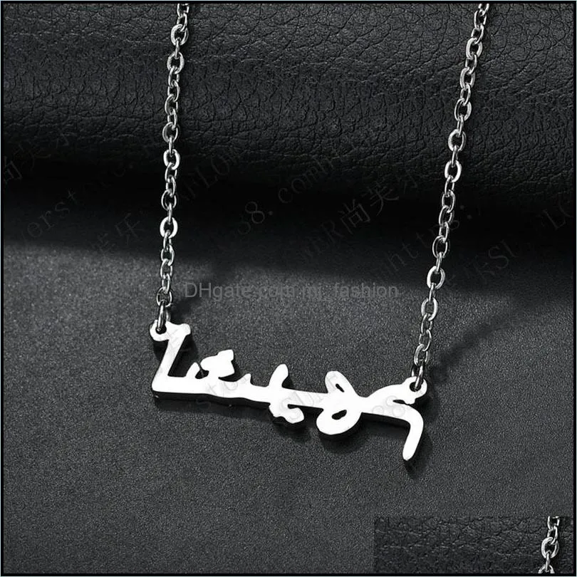 fashion creative middle east arabic alphabet necklace ladies name stainless steel clavicle chain gift jewelry necklace