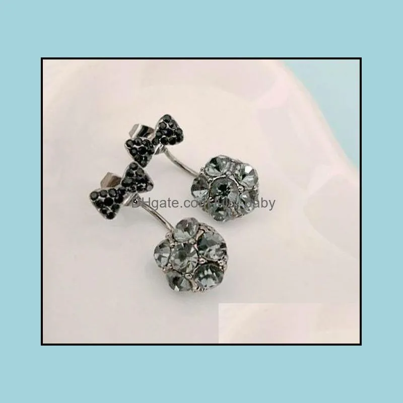 bow stud earrings simulated jewelry brincos bowknot bijoux imitation crystal earring