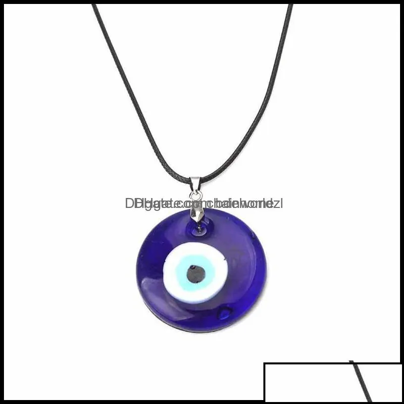 pendant necklaces pendants jewelry evil eye necklace blue charm 30mm greek mati hamsa nazar men jewelry leather drop delivery 2021 e