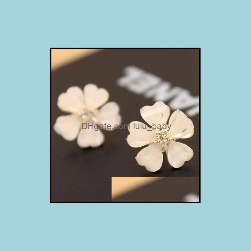 earrings for women clover flower crystal stud earrings for women jewelry white diameter channel stud earrings