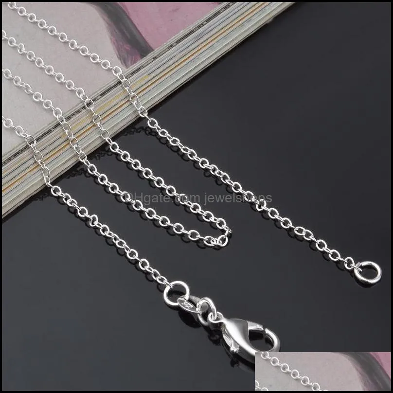 50pcs/ lot bulk 925 stamped Silver Plated 1mm Link Rolo Chains 16