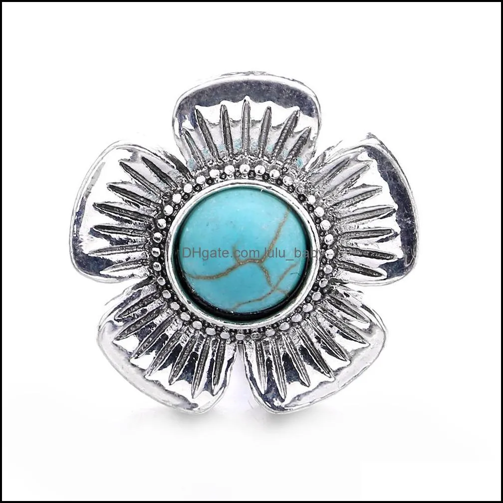 high quality snap button jewelry components heart flower acrylic turquoise 18mm 20mm metal snaps buttons fit bracelet bangle noosa