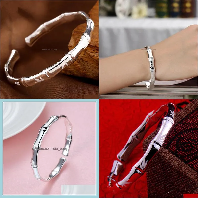 silver bamboo bracelet bangle glossy simple bamboo bracelets bangles exquisite party birthday gift cuff bangle