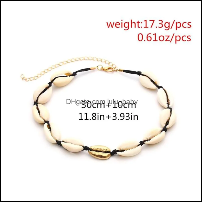 handmade summer beach shell bracelet conch black velvet rope necklace set bohemian necklace and bangle jewelry set female