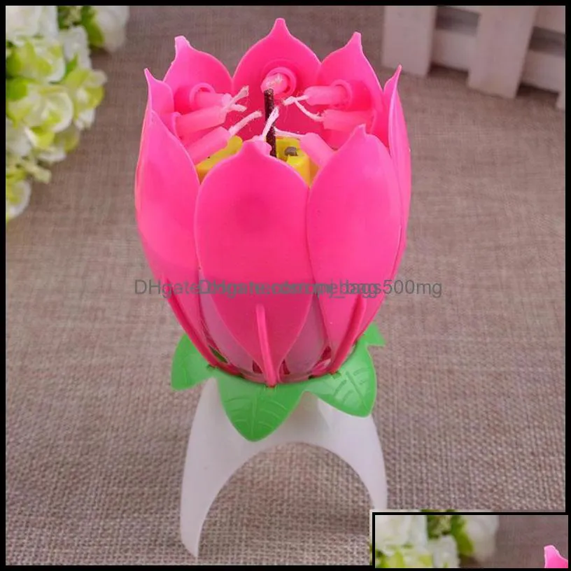 d￩cor home & garden flower single-layer lotus birthday candle party music sparkle cake candles drop delivery 2021 cxzm5