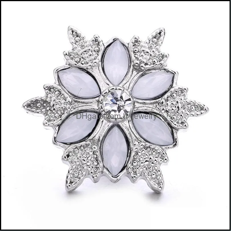 wholesale silver color snap button women charms jewelry findings crystal rhinestone 18mm metal snaps buttons diy bracelet cloth