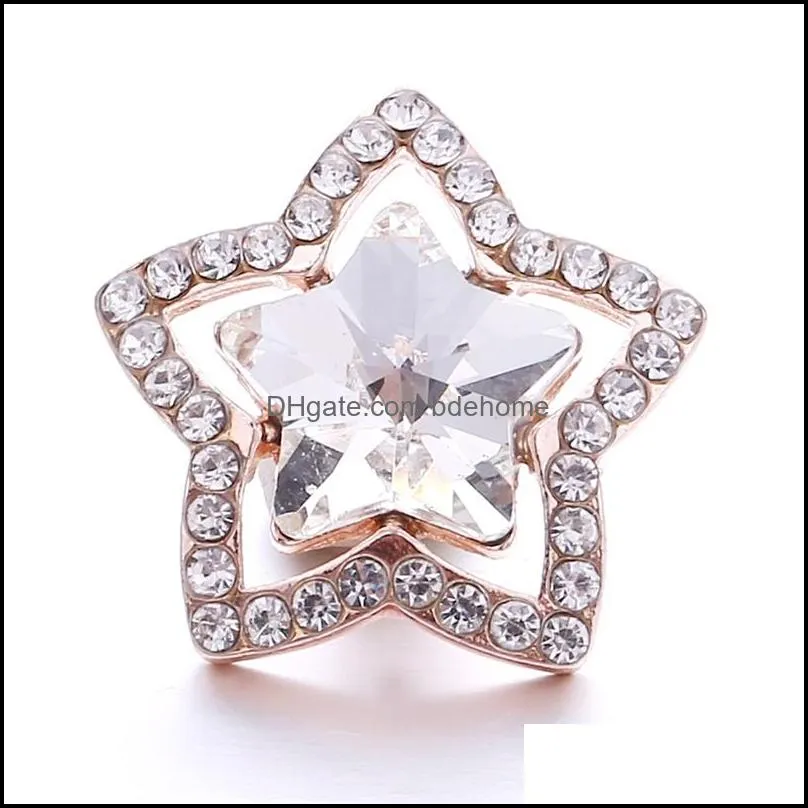 noosa big five-pointed star rhinestone 18mm ginger snap jewelry silver plated snap diy necklace bracelet accessory new finding