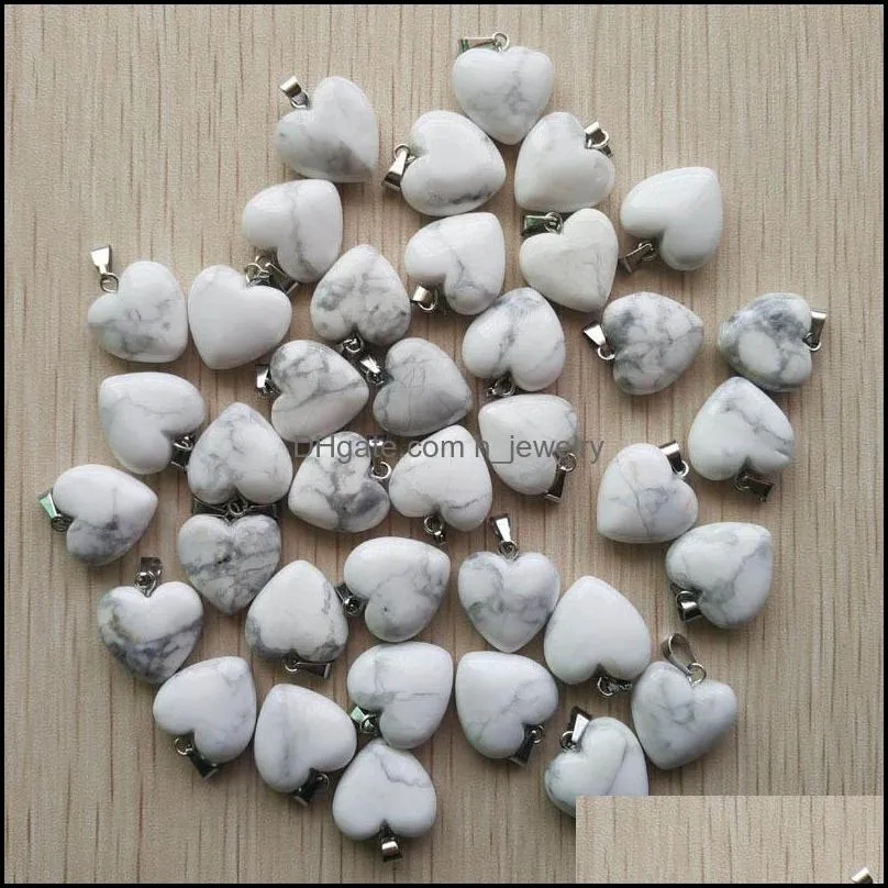 16mm assorted heart natural stone charms pendants for necklace accessories jewelry making
