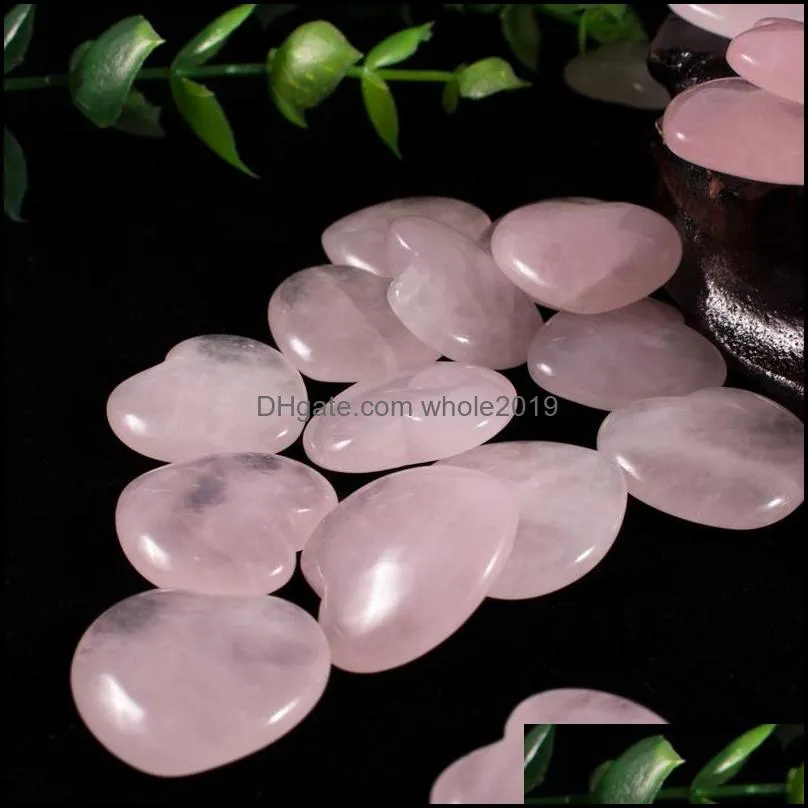 customized natural stone crafts rose quartz crystal mini carvings heart healing crystal heart-shaped gemstone