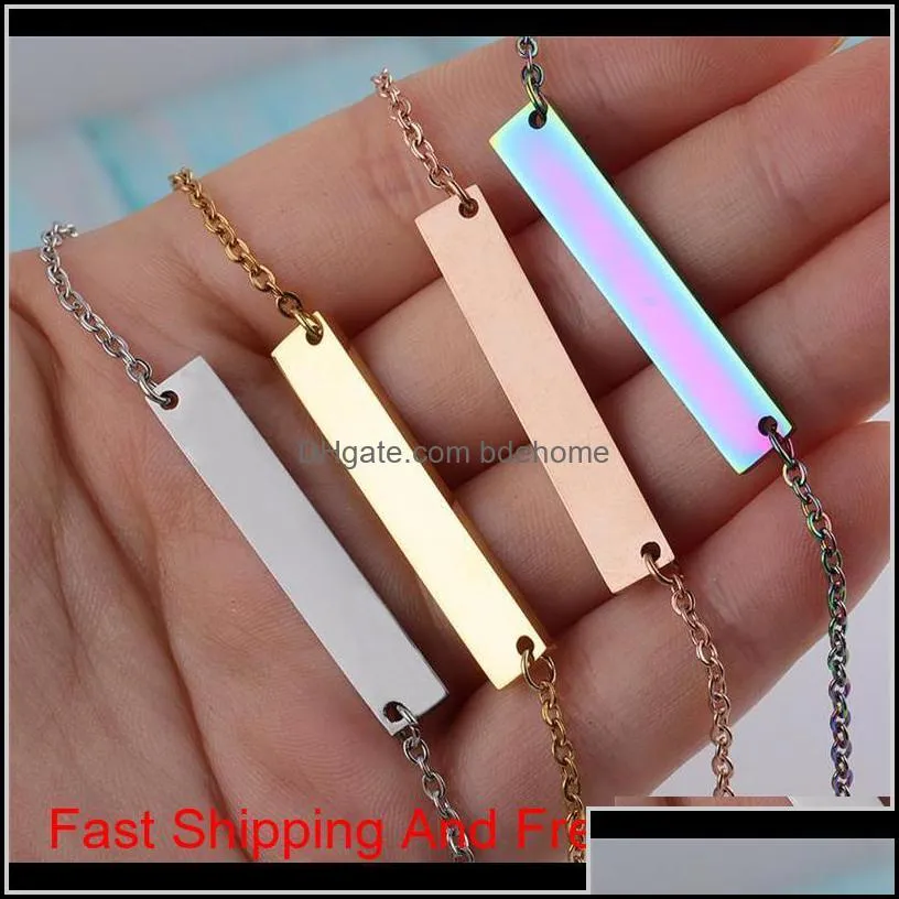 new blank bar pendant necklace stainless steel necklace gold rose gold silver blank bar charm pendant jewelry for buyer own engraving
