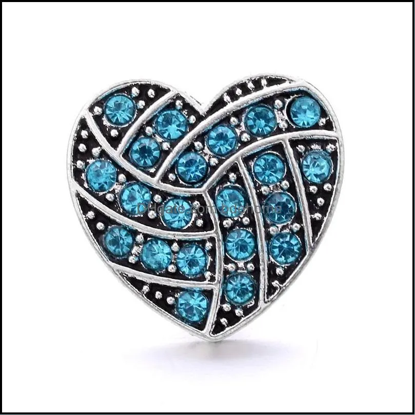 wholesale trendy crystal rhinestone heart snap buttons clasp 18mm metal decorative zircon button charms for diy snaps jewelry findings factory